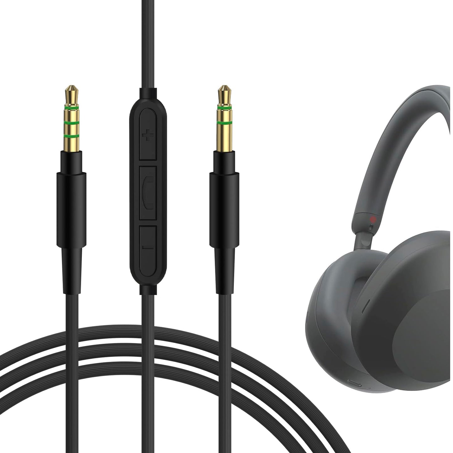 Geekria Audio Cable with Mic for Sony WH-1000XM6/XM5 Headphones, Black DEMO