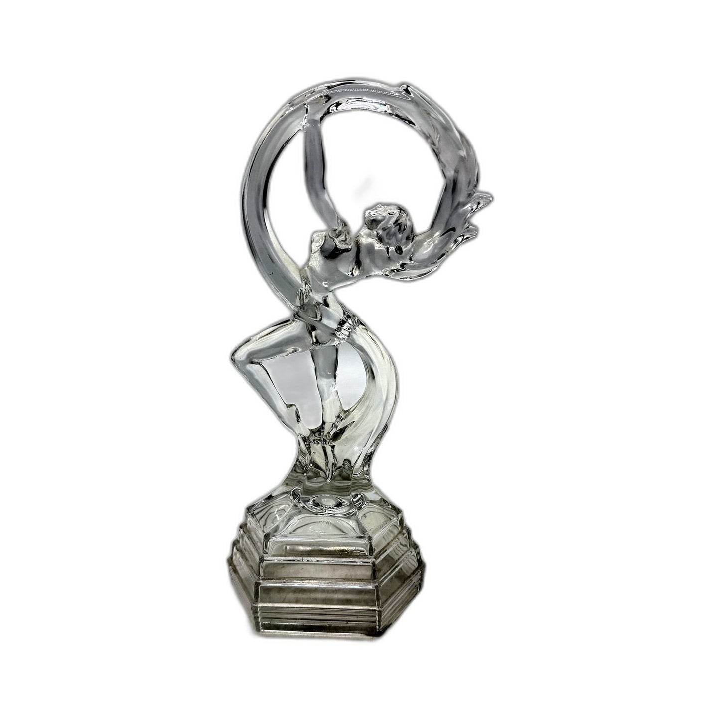 ART DECO STYLE Elegant Crystal Lady Glass Figurine Sculpture 28cm