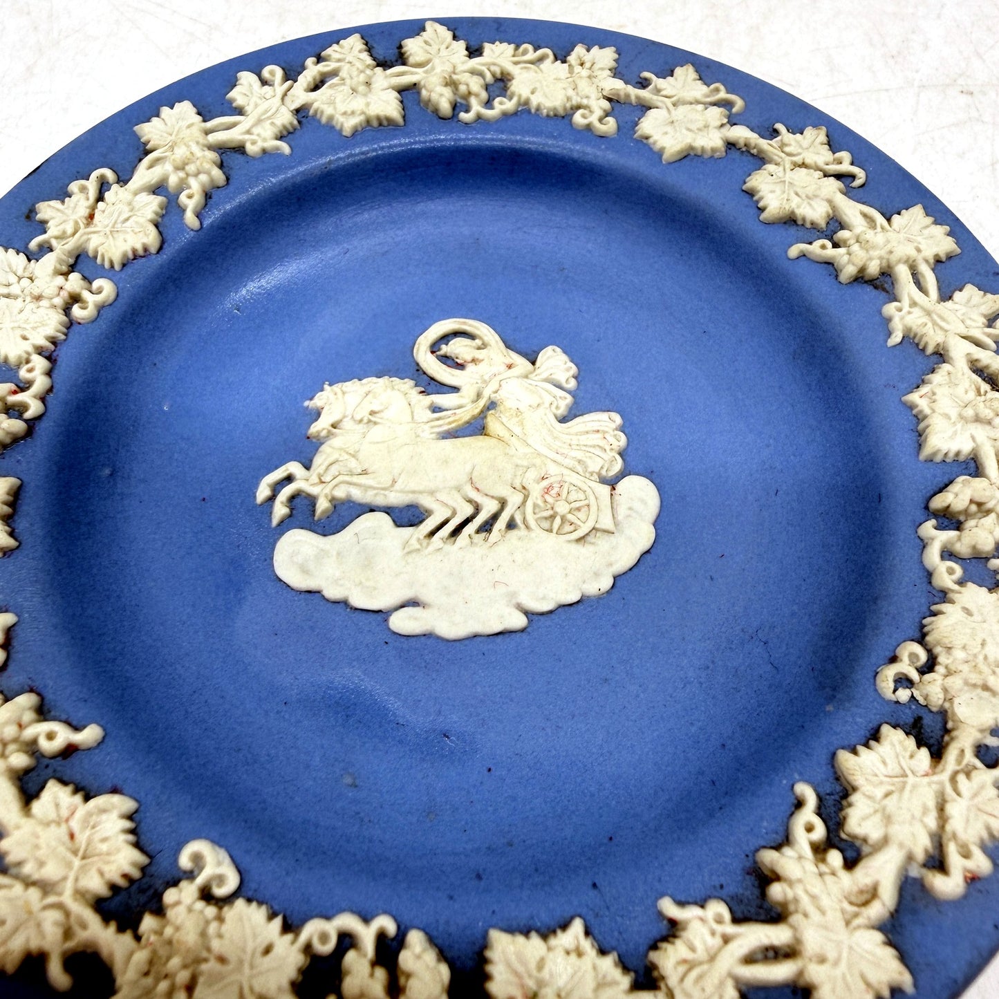 VINTAGE Wedgwood Decorative Collectible Plate with Blue and Cream Chariot Design
