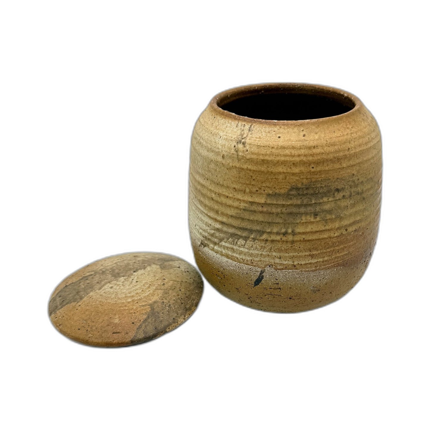 VINTAGE Hand Crafted '68 Artisan Signed Clay Pottery Jar Storage Container 