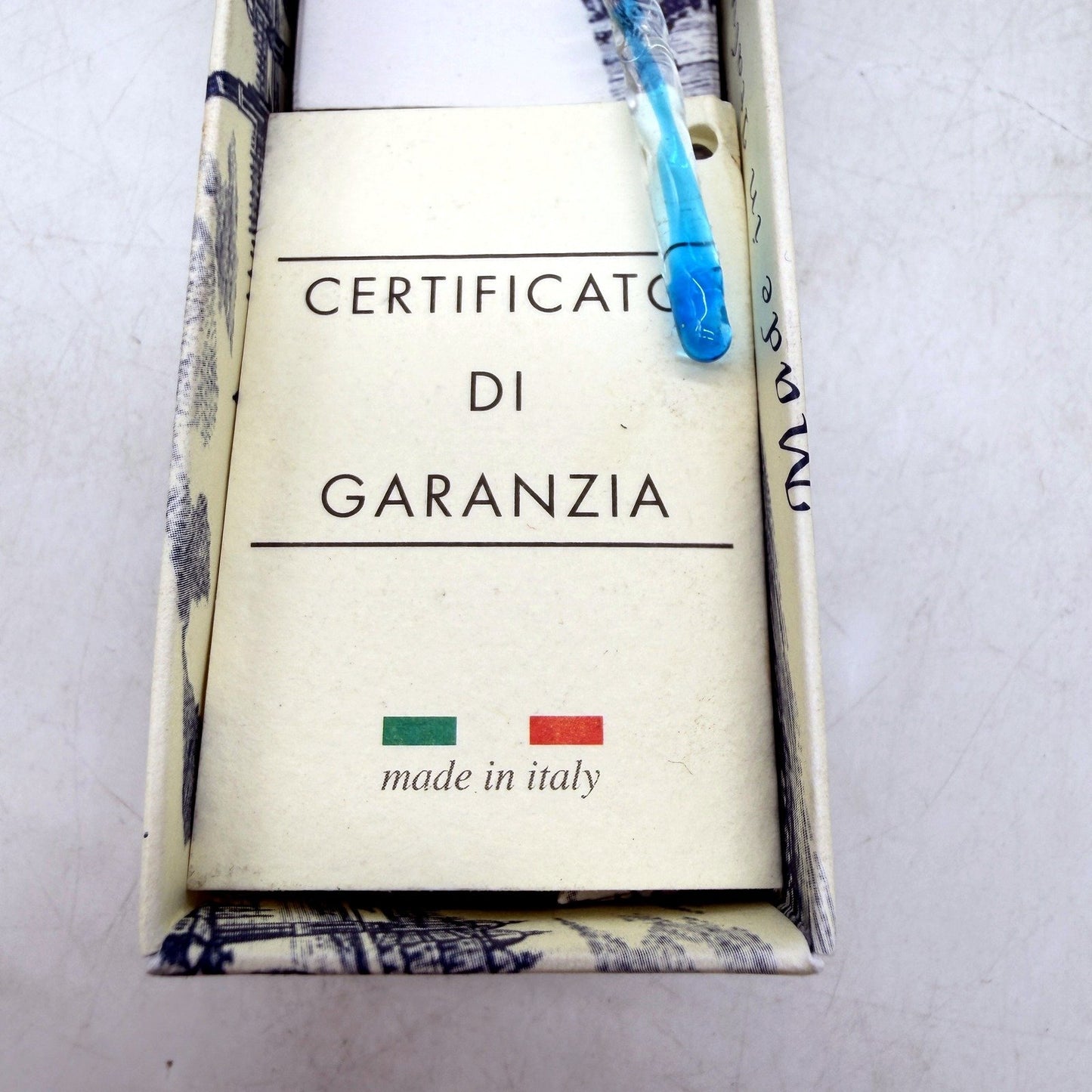 COLLECTABLE Sardi Giampiero Clear & Blue Glass Ink Dip Pen Calligraphy Drawing