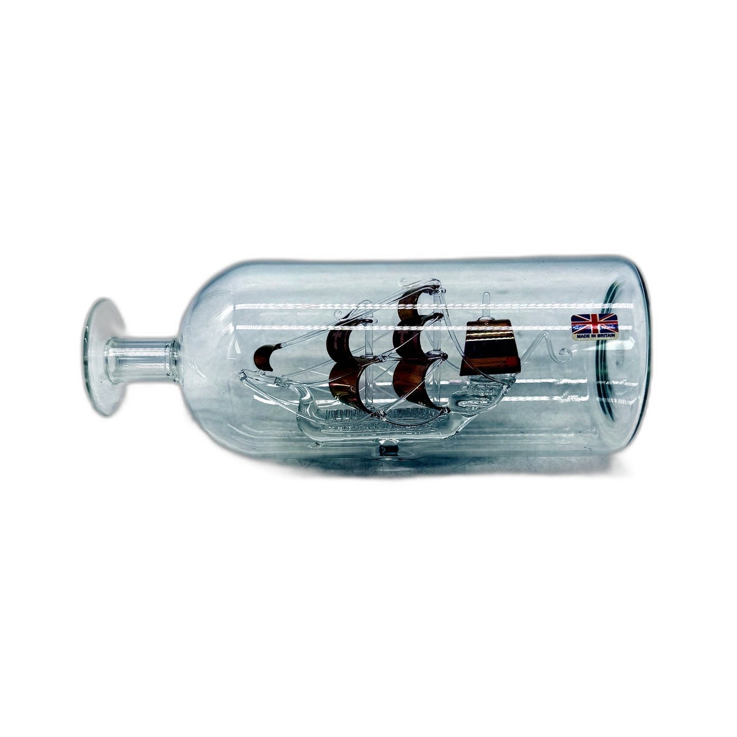 Hand Crafted Glass Bottle with Vintage Ship Model Home Made In Britain UK