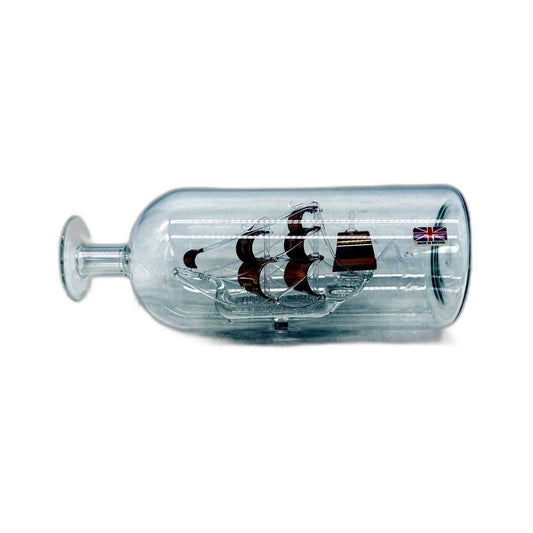 Hand Crafted Glass Bottle with Vintage Ship Model Home Made In Britain UK