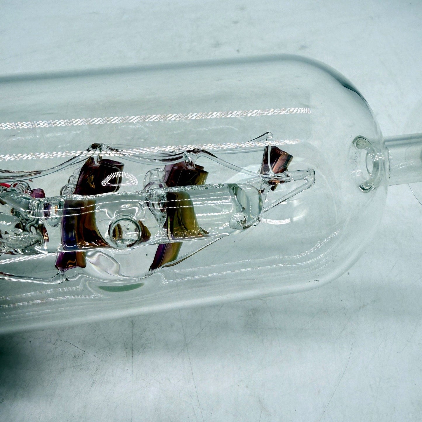 Hand Crafted Glass Bottle with Vintage Ship Model Home Made In Britain UK