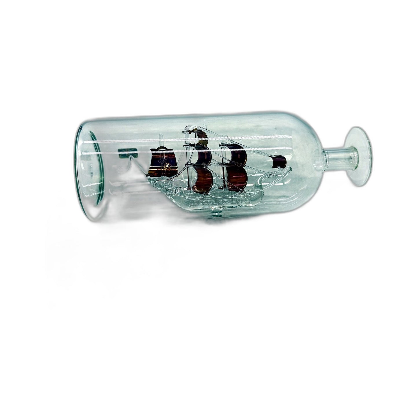 Hand Crafted Glass Bottle with Vintage Ship Model Home Made In Britain UK
