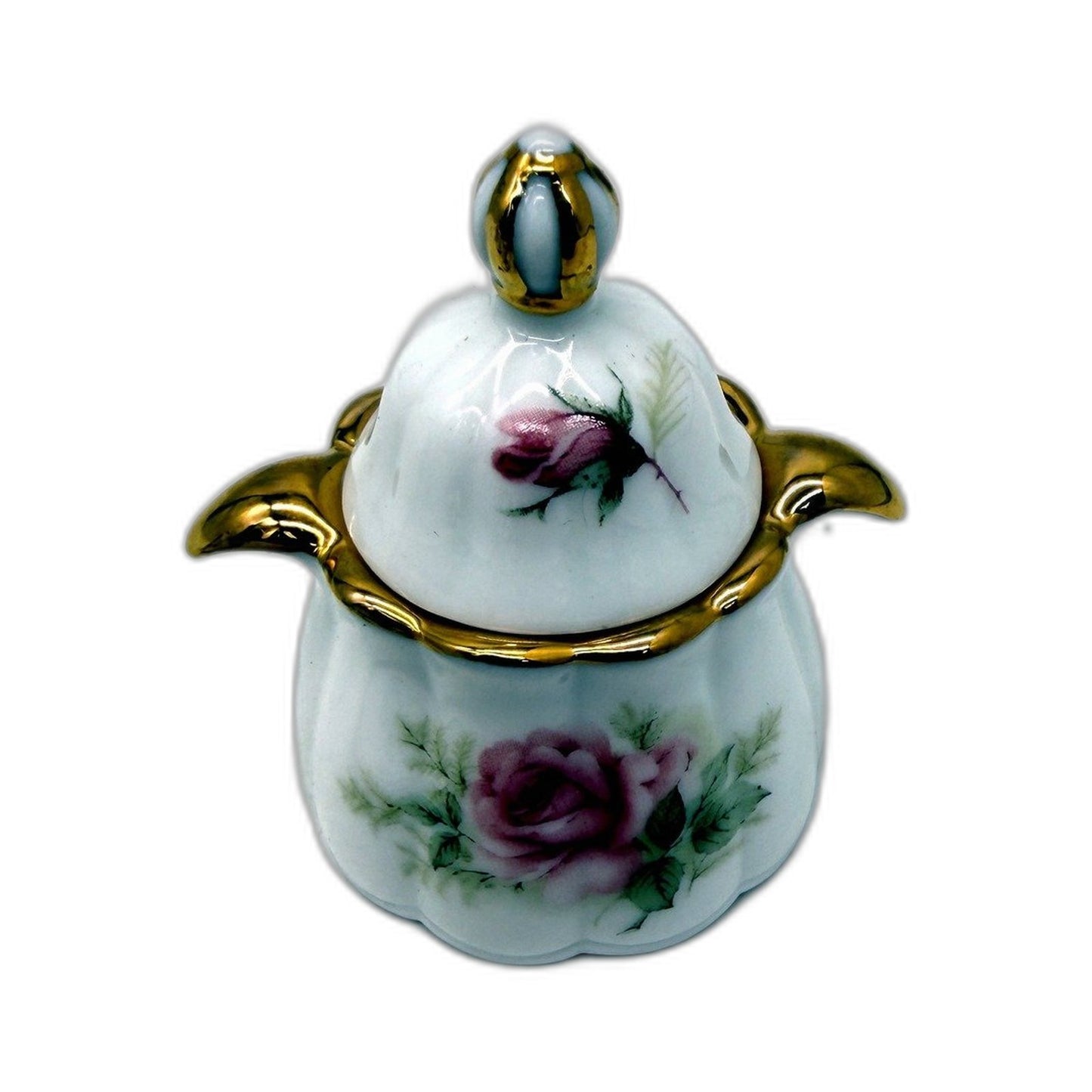 COLLECTABLE Miniature Porcelain Tea Set with Floral Teapot, Saucers & Cups