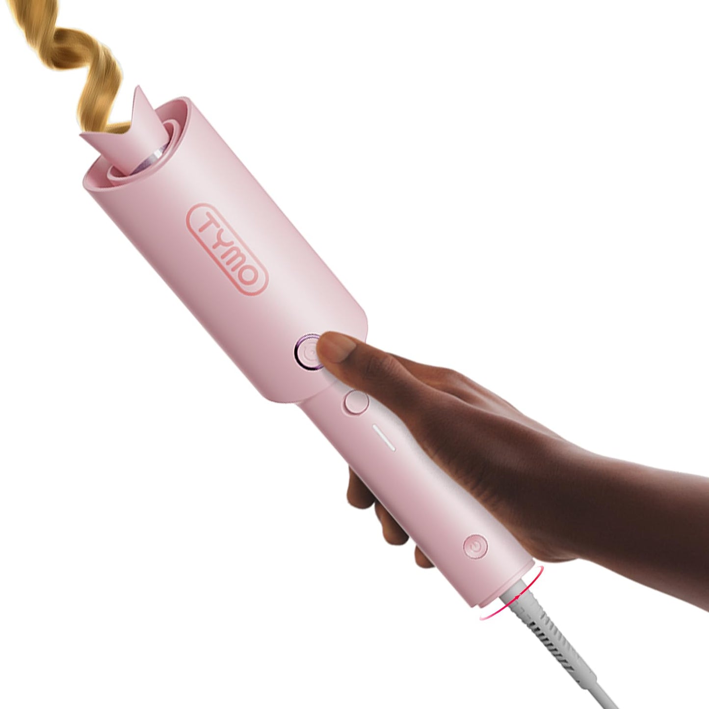 TYMO 25mm Ceramic Automatic Curling Iron Wand for Women, Pink Hair Styling NEW