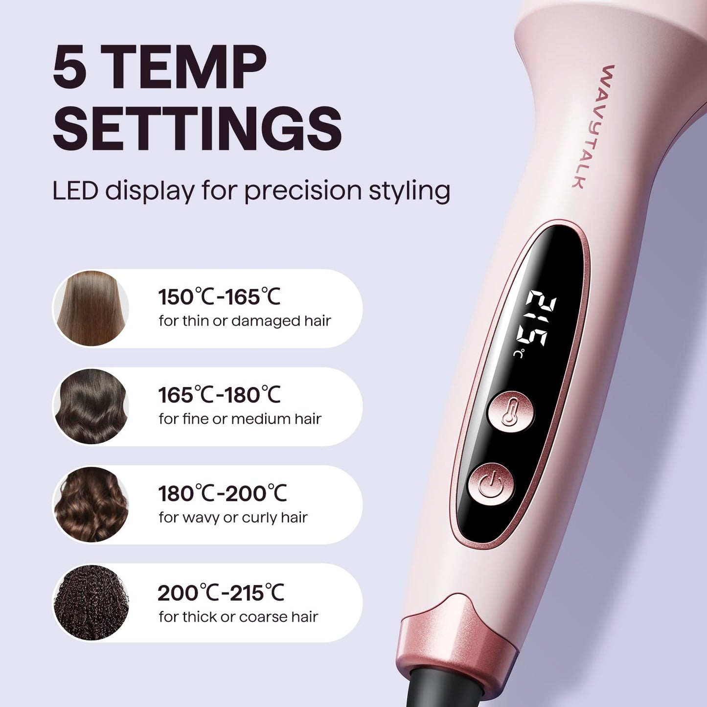 wavytalk Thermal Ionic Round Brush Hot Air Styler for Blow Drying, Pink NEW
