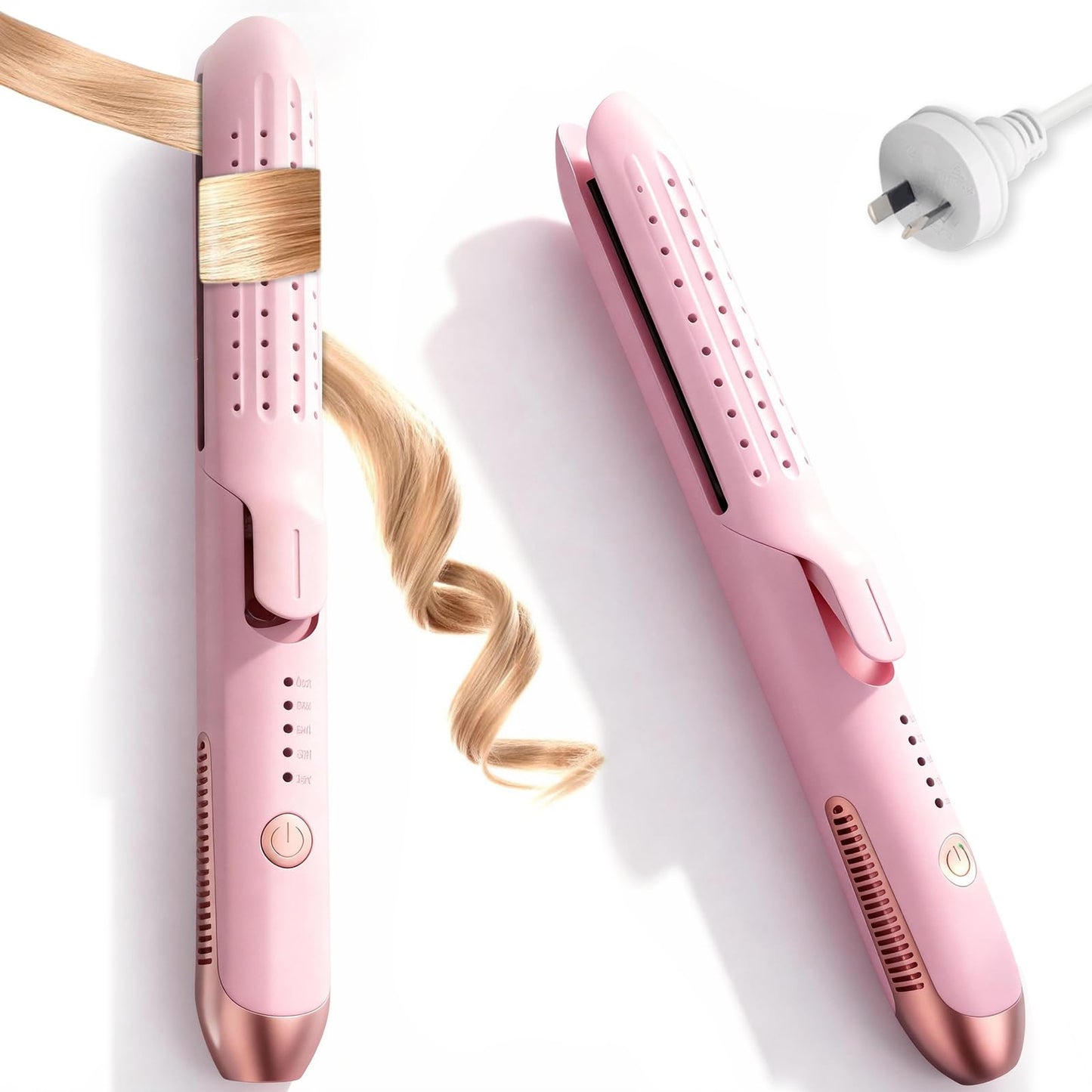 Vibraroo 2-in-1 Hair Straightener and Curler, Pink, 27.5 cm x 3.5 cm, DEMO
