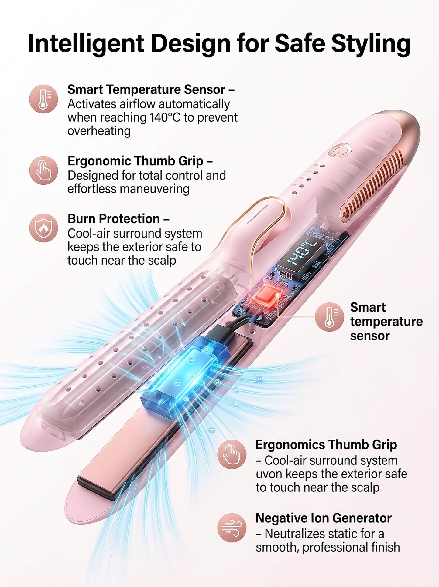 Vibraroo 2-in-1 Hair Straightener and Curler, Pink, 27.5 cm x 3.5 cm, DEMO