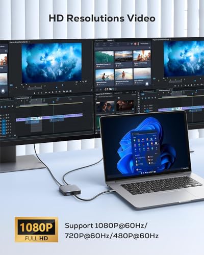 ABLEWE USB Adapters 3.0 to Dual HDMI Adapter with Port - Convert Single DEMO