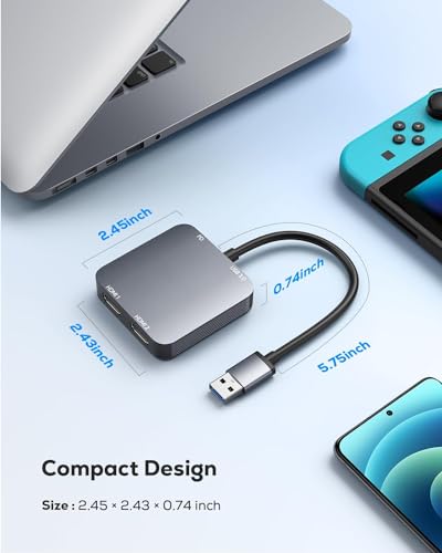 ABLEWE USB Adapters 3.0 to Dual HDMI Adapter with Port - Convert Single DEMO
