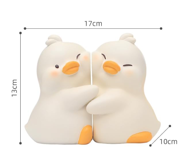 SKTMH Decorative Bookends Cream Unique Hugging Ducks NEW