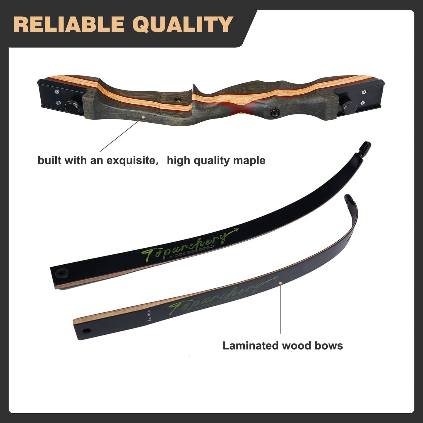 TOPARCHERY 62" Takedown Recurve Bow Set for Beginner Archery Enthusiasts DEMO