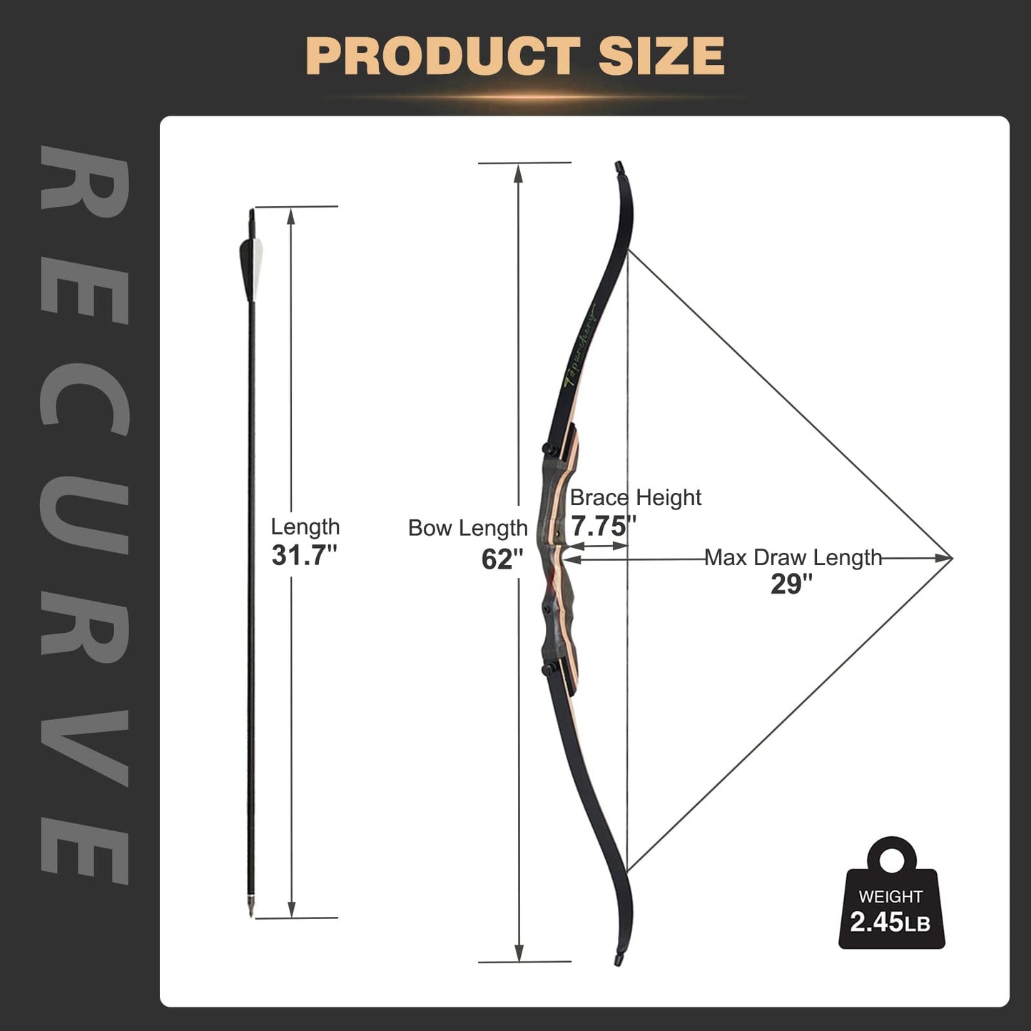 TOPARCHERY 62" Takedown Recurve Bow Set for Beginner Archery Enthusiasts DEMO