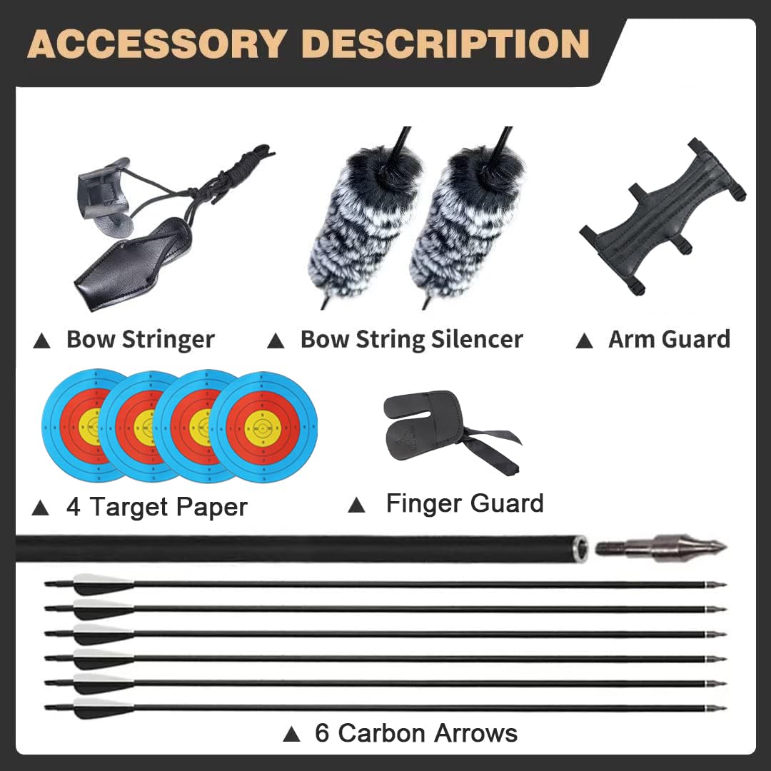 TOPARCHERY 62" Takedown Recurve Bow Set for Beginner Archery Enthusiasts DEMO