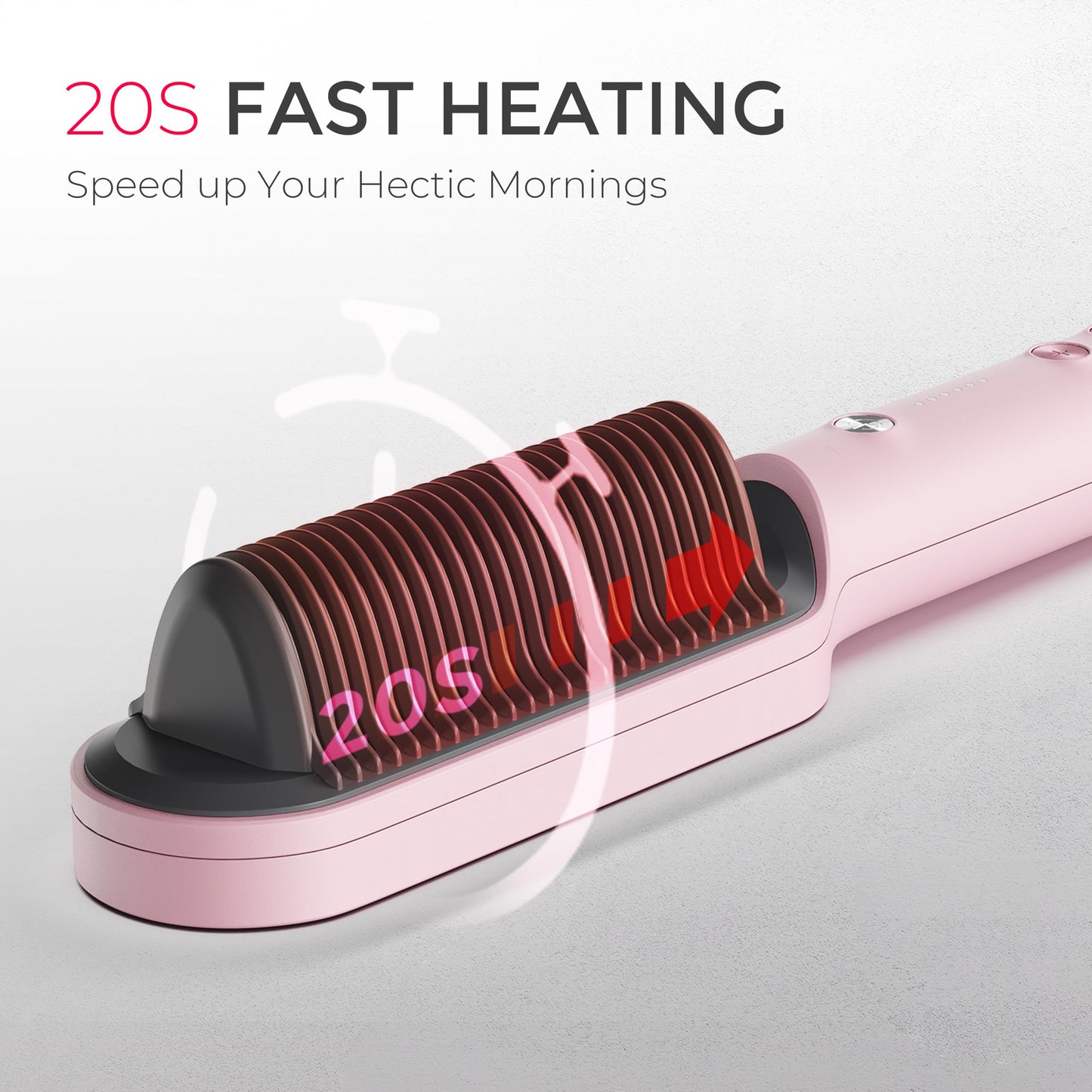 TYMO Hair Straightener Brush Ceramic Tourmaline Fast Heating Pink One Size NEW
