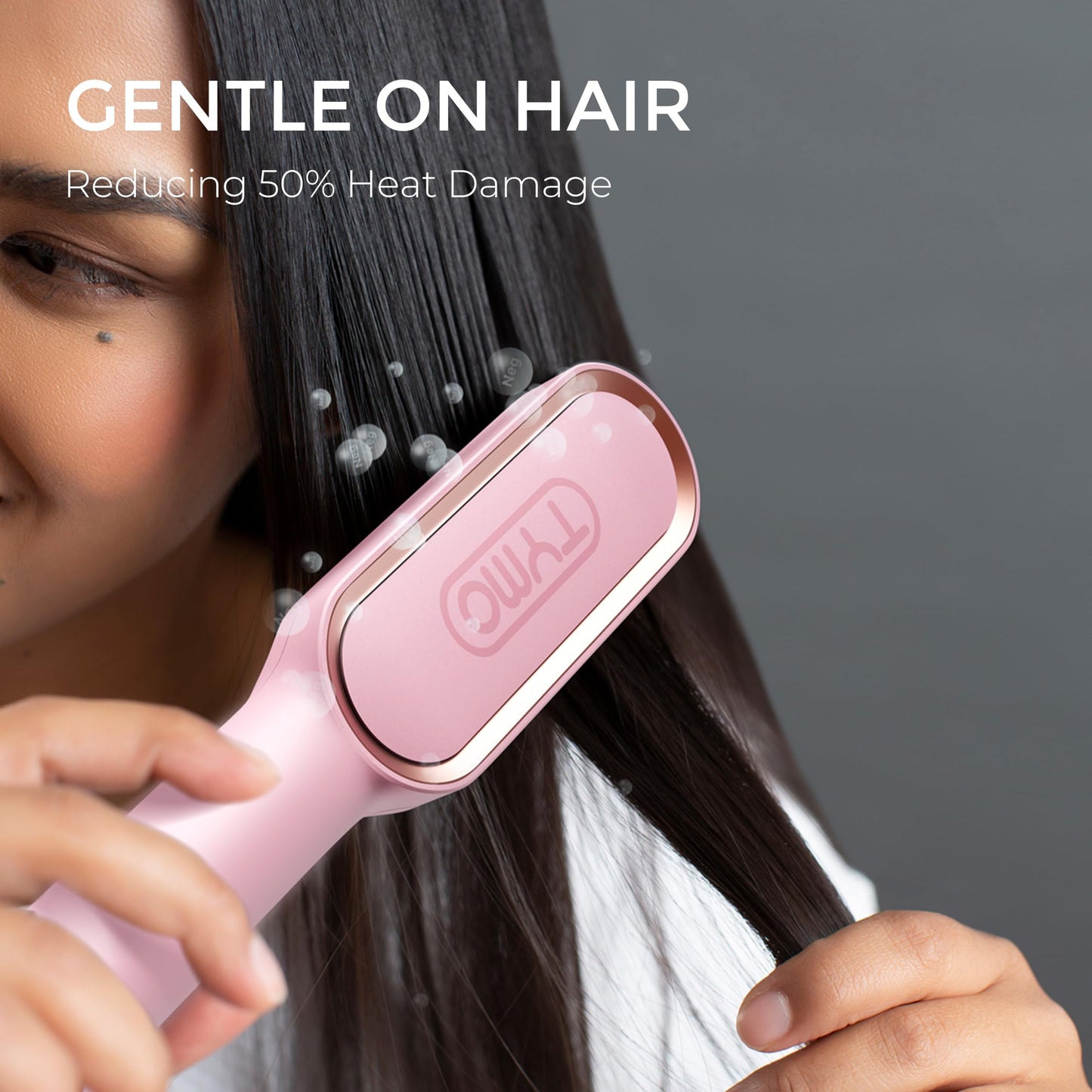 TYMO Hair Straightener Brush Ceramic Tourmaline Fast Heating Pink One Size NEW