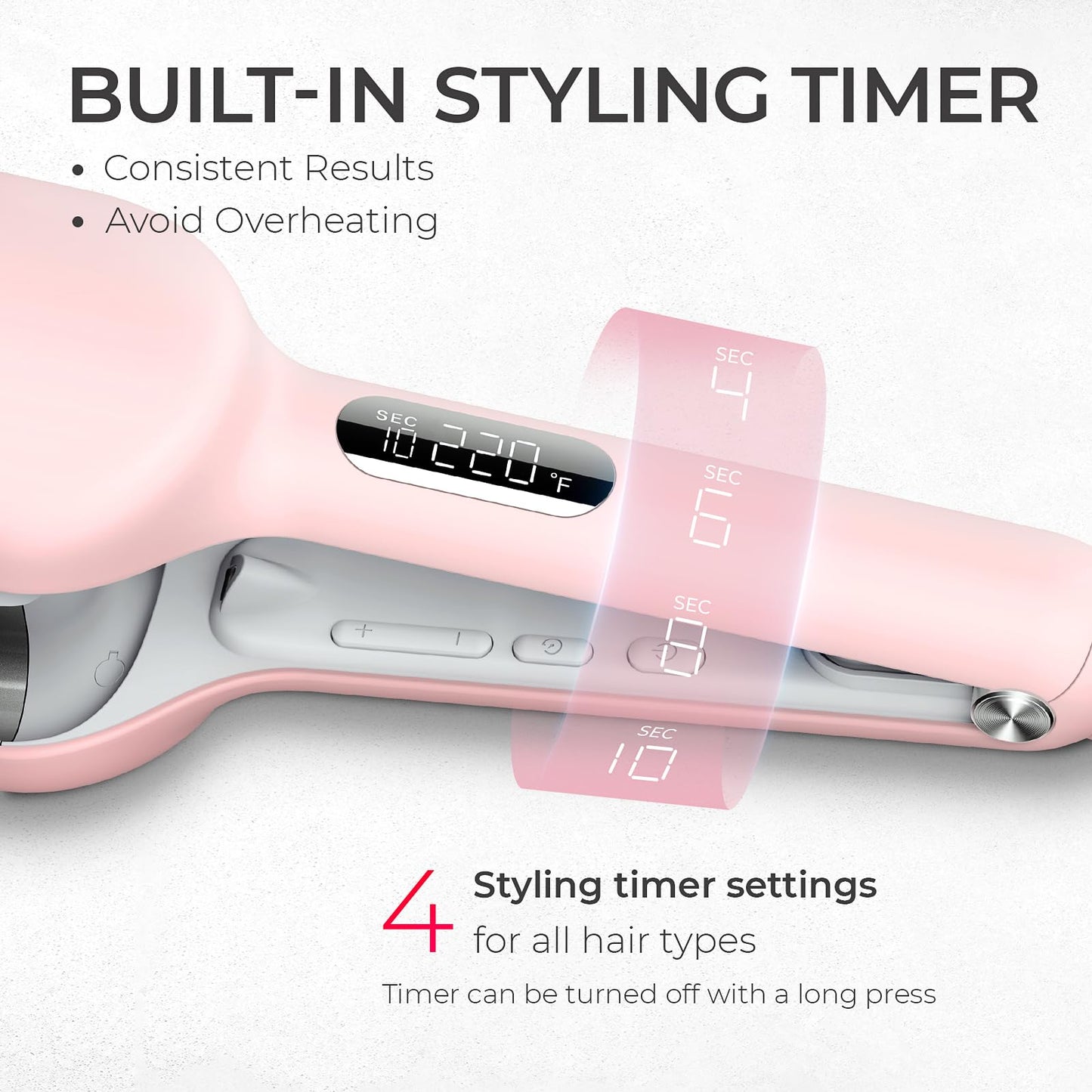 TYMO 32mm Wavers Hair Crimper Tool for Beach Waves Ionic Tourmaline Pink NEW