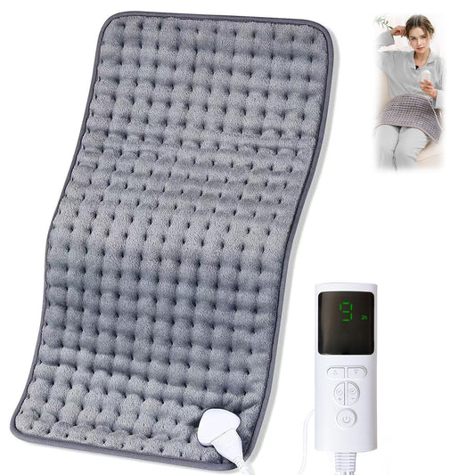 oolong Electric Heating Pad 9 Heat Settings Auto Shut Off Soft Velvet Grey DEMO