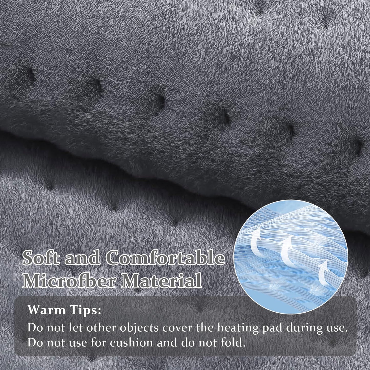 oolong Electric Heating Pad 9 Heat Settings Auto Shut Off Soft Velvet Grey DEMO