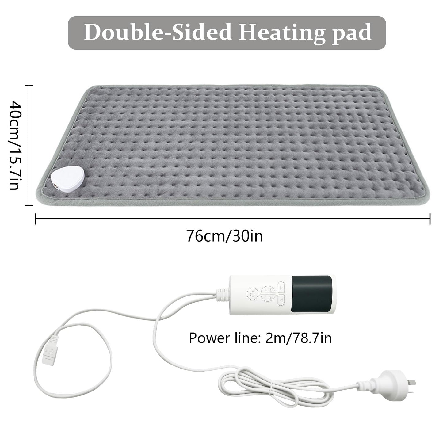 oolong Electric Heating Pad 9 Heat Settings Auto Shut Off Soft Velvet Grey DEMO