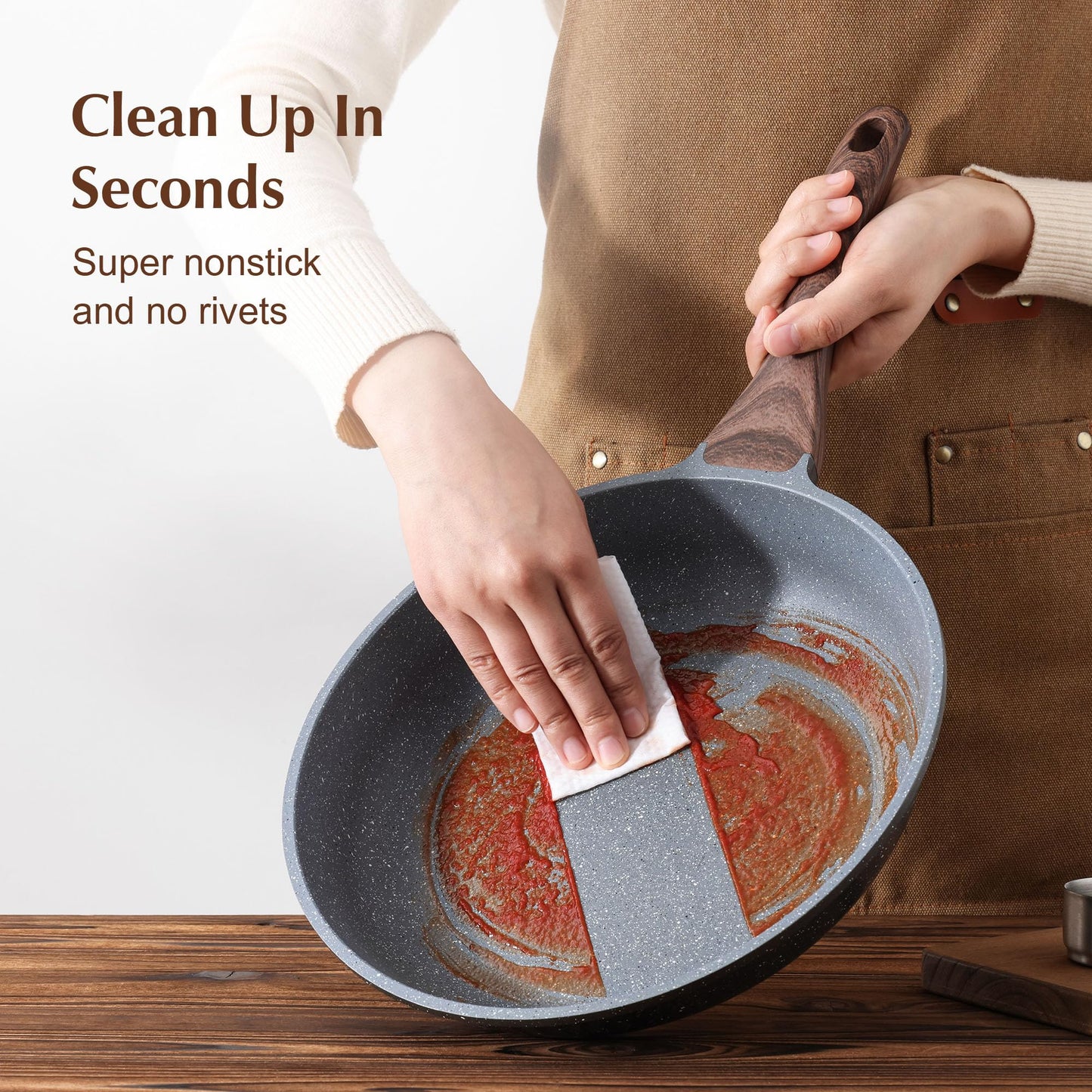 SENSARTE 32cm Nonstick Frying Pan Skillet Swiss Granite Coating Omelette DEMO