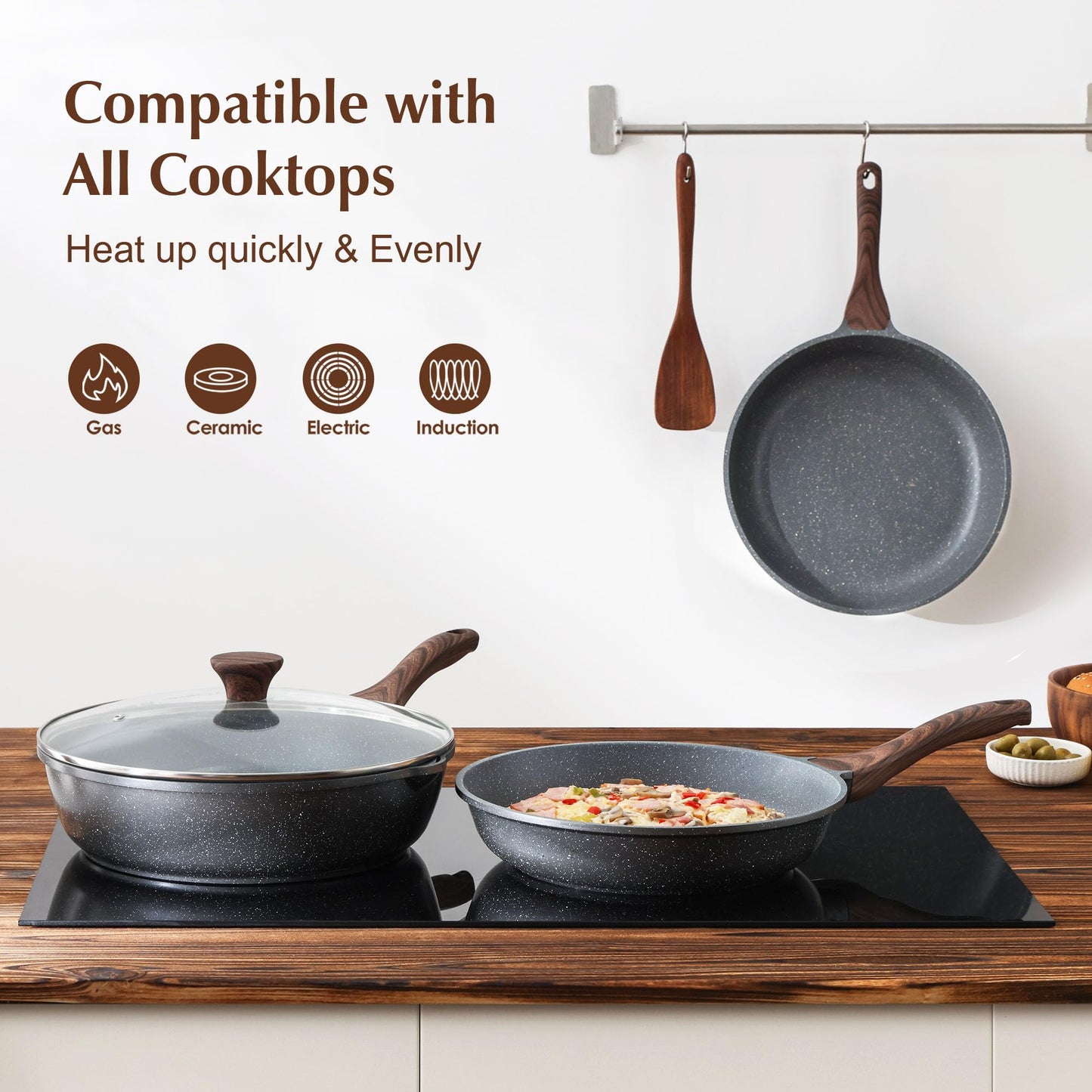 SENSARTE 32cm Nonstick Frying Pan Skillet Swiss Granite Coating Omelette DEMO