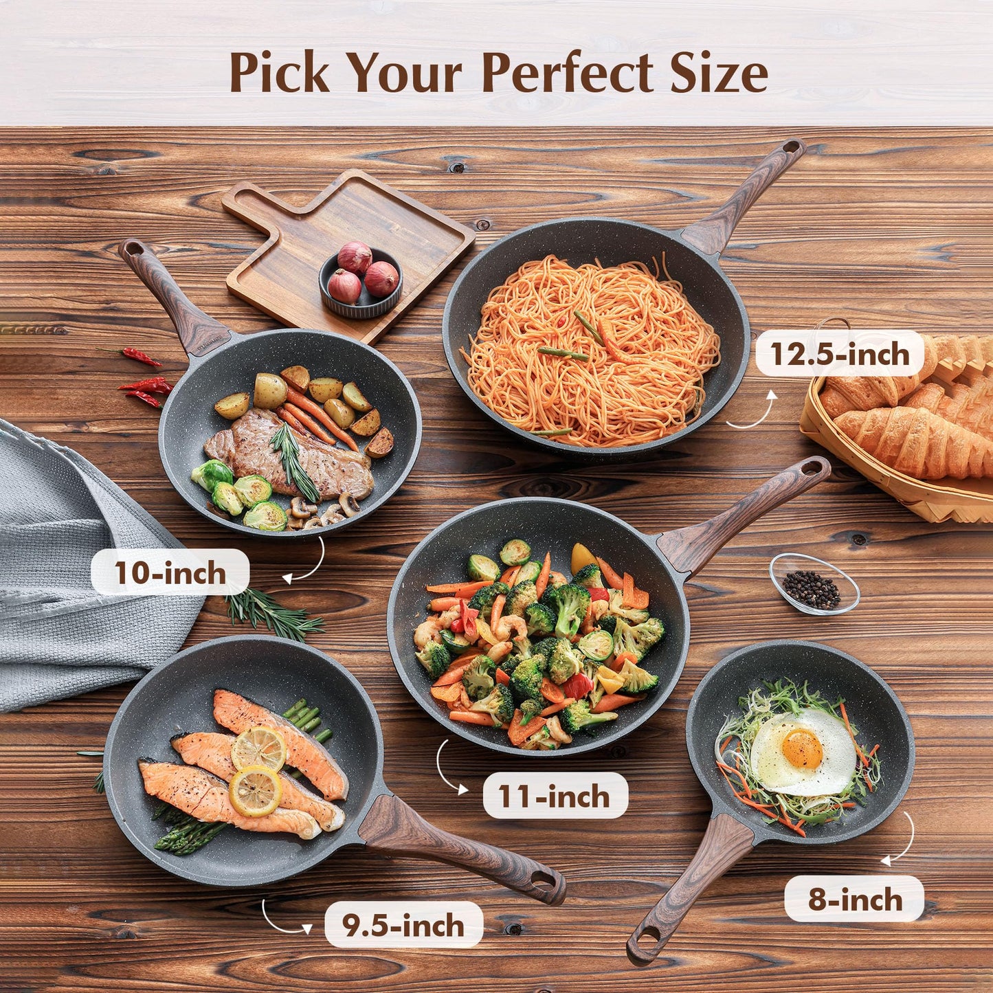 SENSARTE 32cm Nonstick Frying Pan Skillet Swiss Granite Coating Omelette DEMO