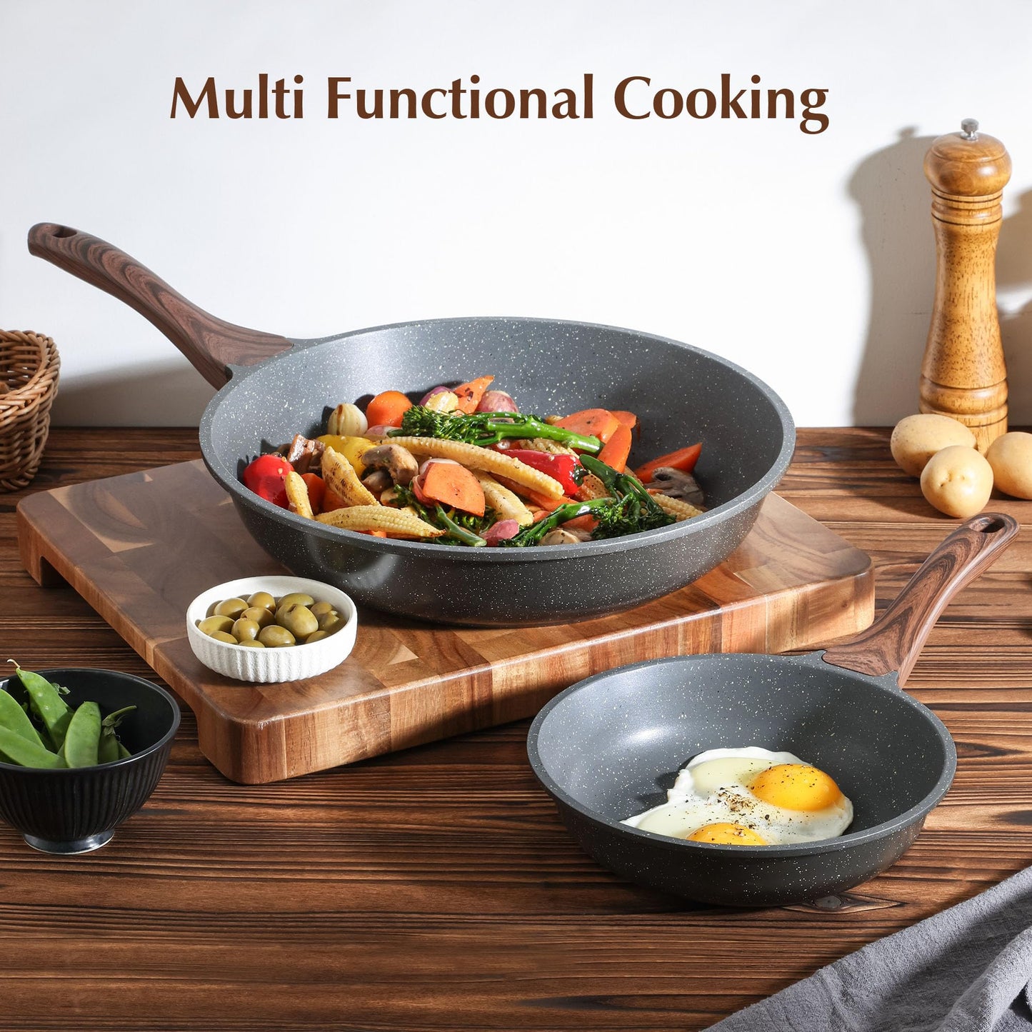 SENSARTE 32cm Nonstick Frying Pan Skillet Swiss Granite Coating Omelette DEMO