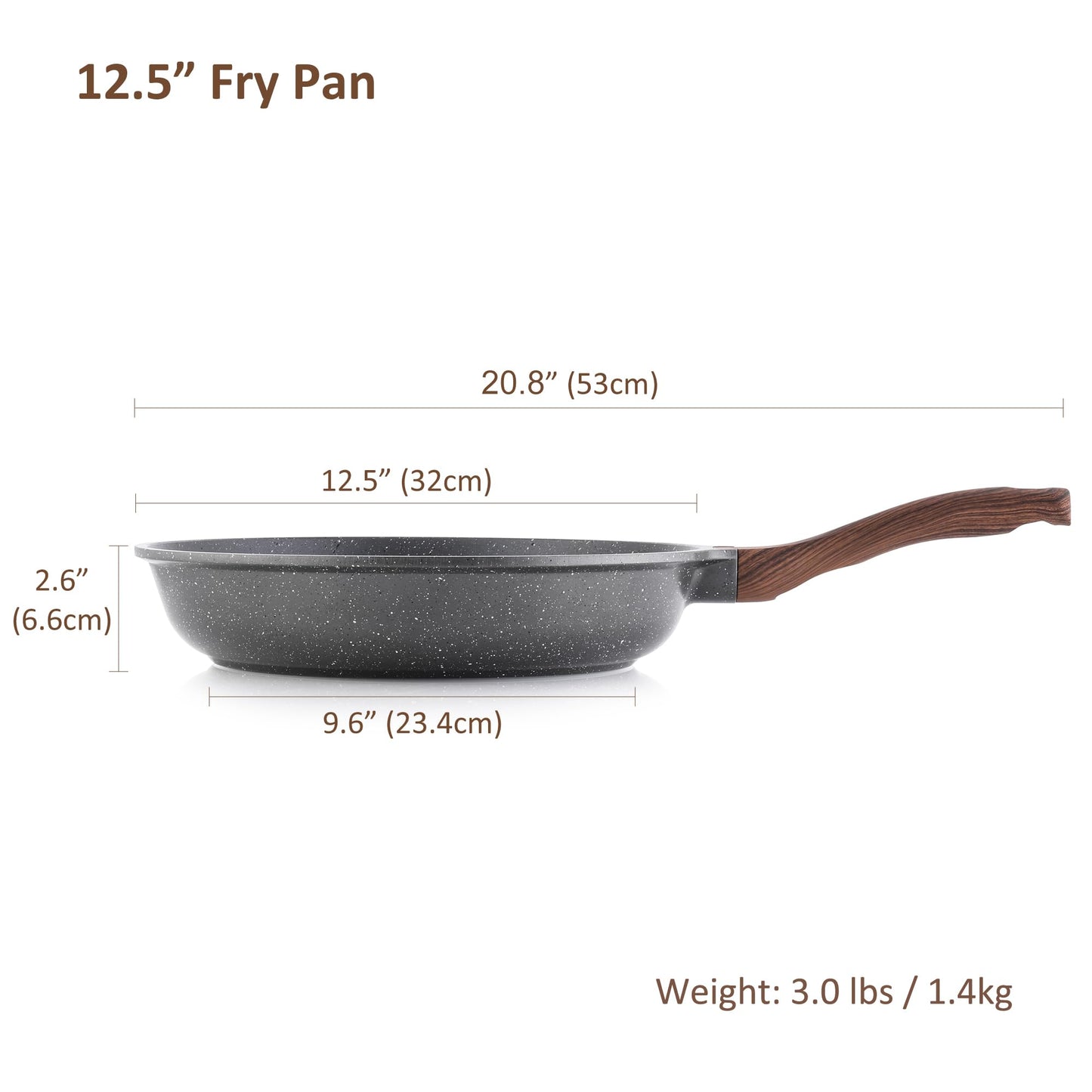 SENSARTE 32cm Nonstick Frying Pan Skillet Swiss Granite Coating Omelette DEMO