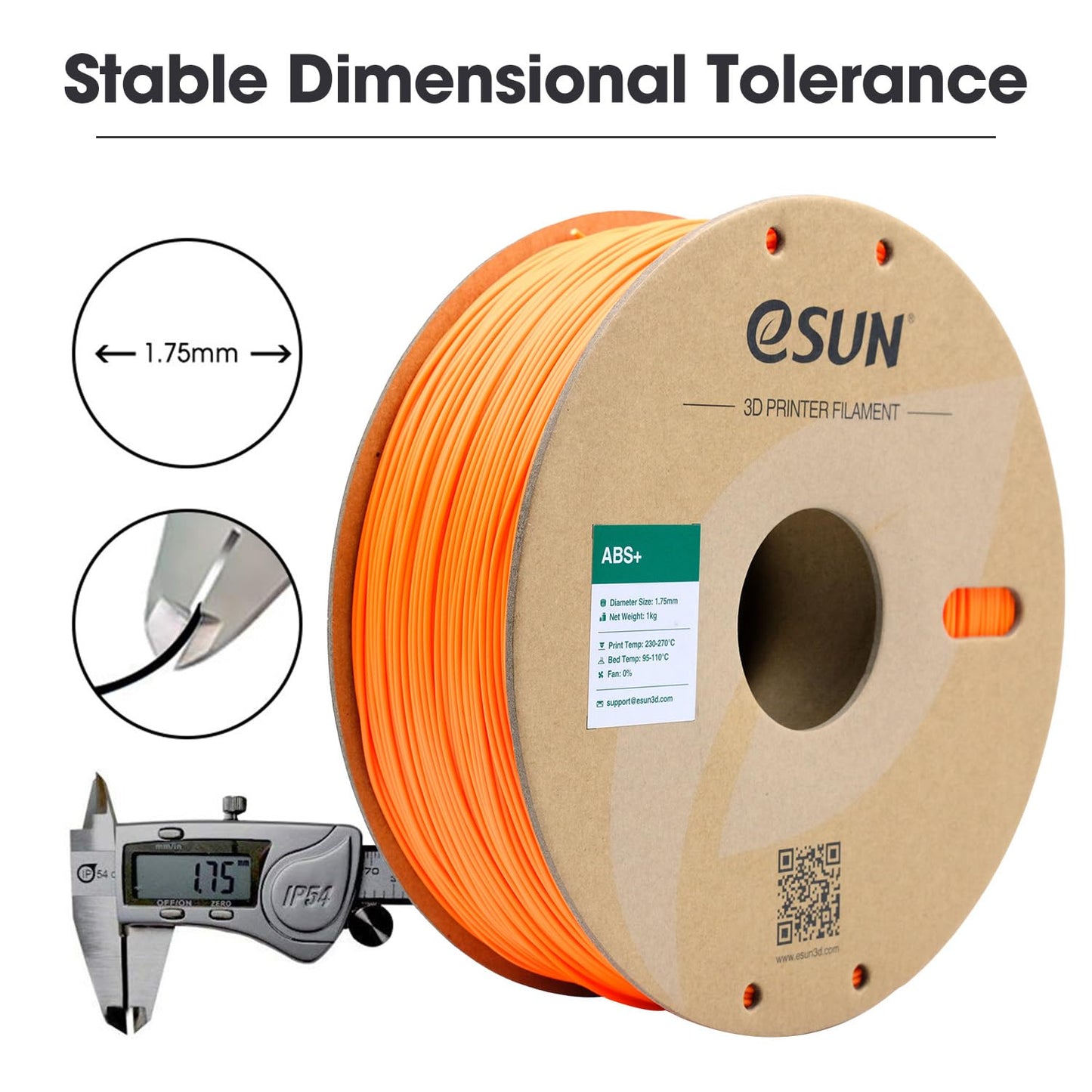 eSUN 3D Printing ABS Filament Spool, 1.75mm, 1KG, Orange for 3d Printers NEW