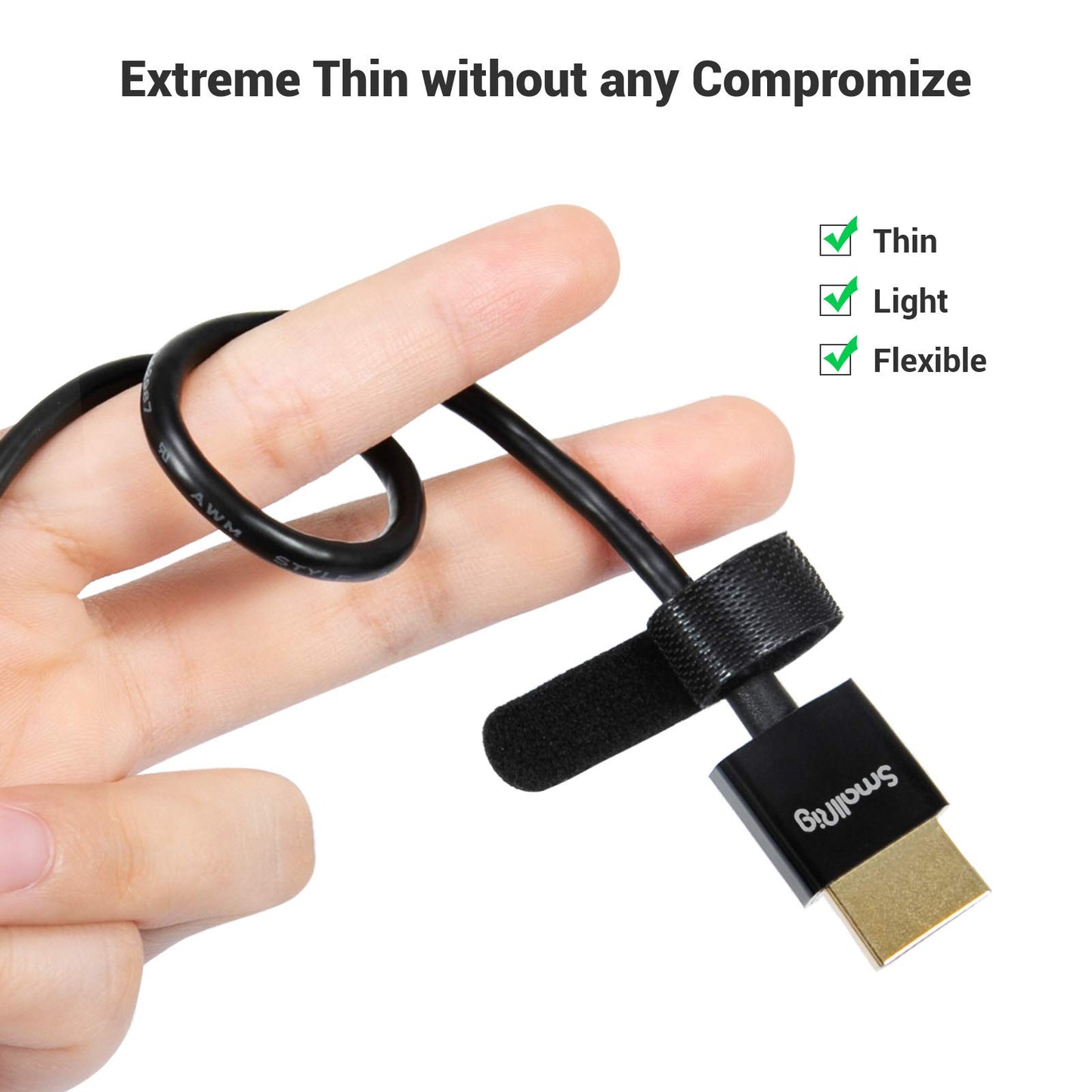 SMALLRIG Ultra Thin Flexible HDMI Cable 35cm - High Speed 4K 60Hz Micro DEMO