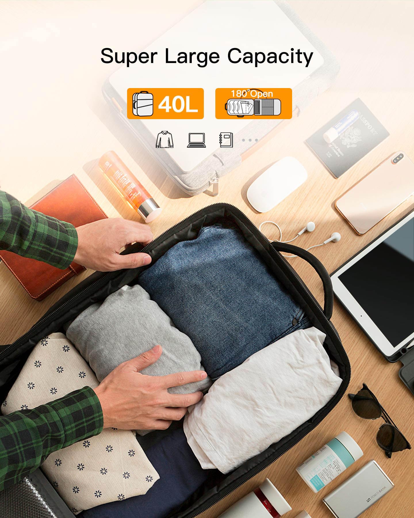 Inateck 35L Backpacks Super Large Black Backpack for 15.6-17 Inch Laptops DEMO