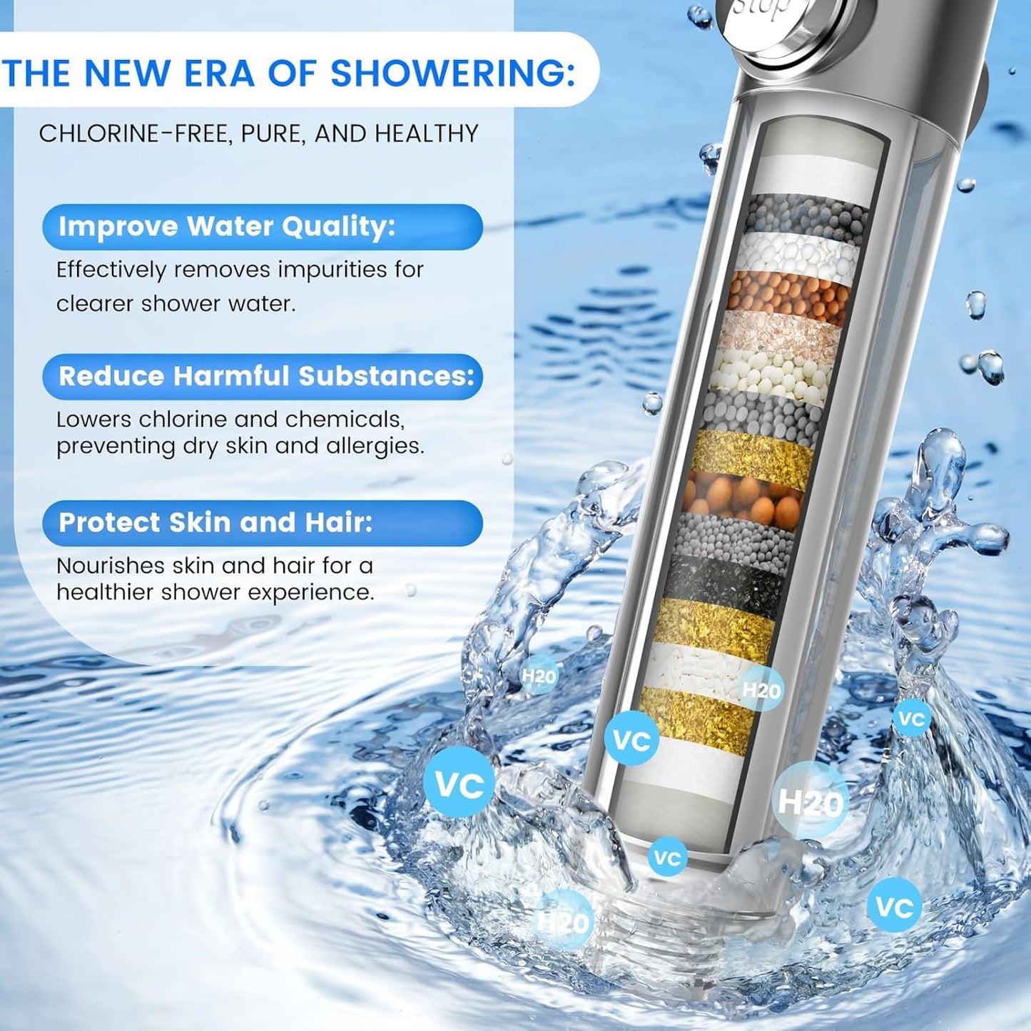 YFUN Shower Head with Scalp Massager Shampoo Brush for Hair & Skin Care DEMO