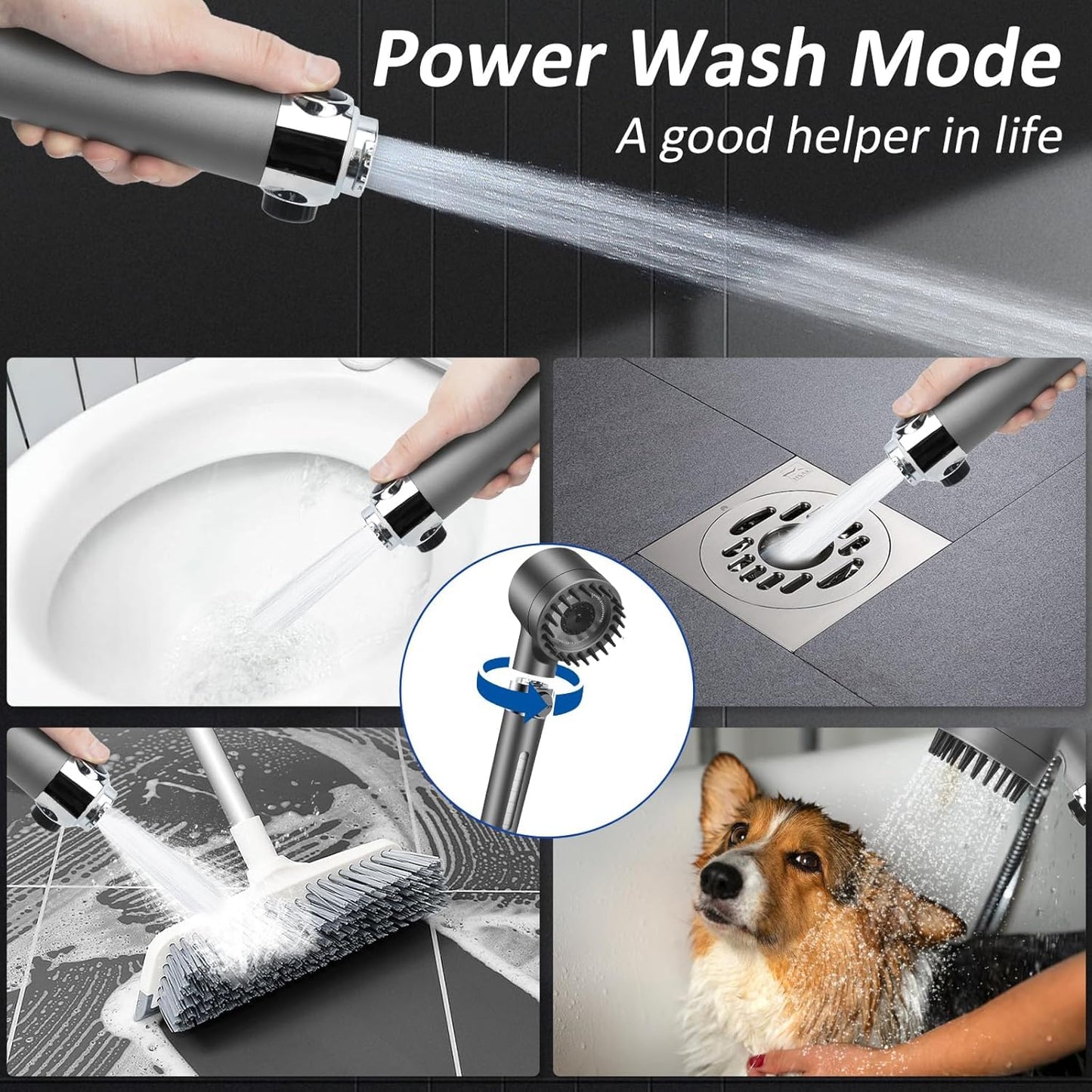 YFUN Shower Head with Scalp Massager Shampoo Brush for Hair & Skin Care DEMO