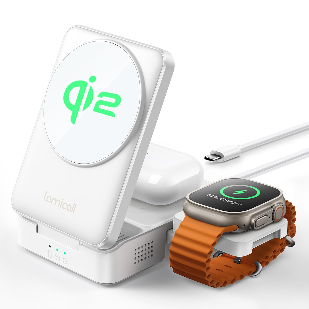 Lamicall 3-in-1 Induction Chargers Qi2 Certified Wireless Charging Station NEW