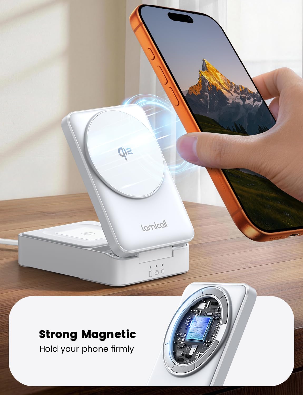 Lamicall 3-in-1 Induction Chargers Qi2 Certified Wireless Charging Station NEW