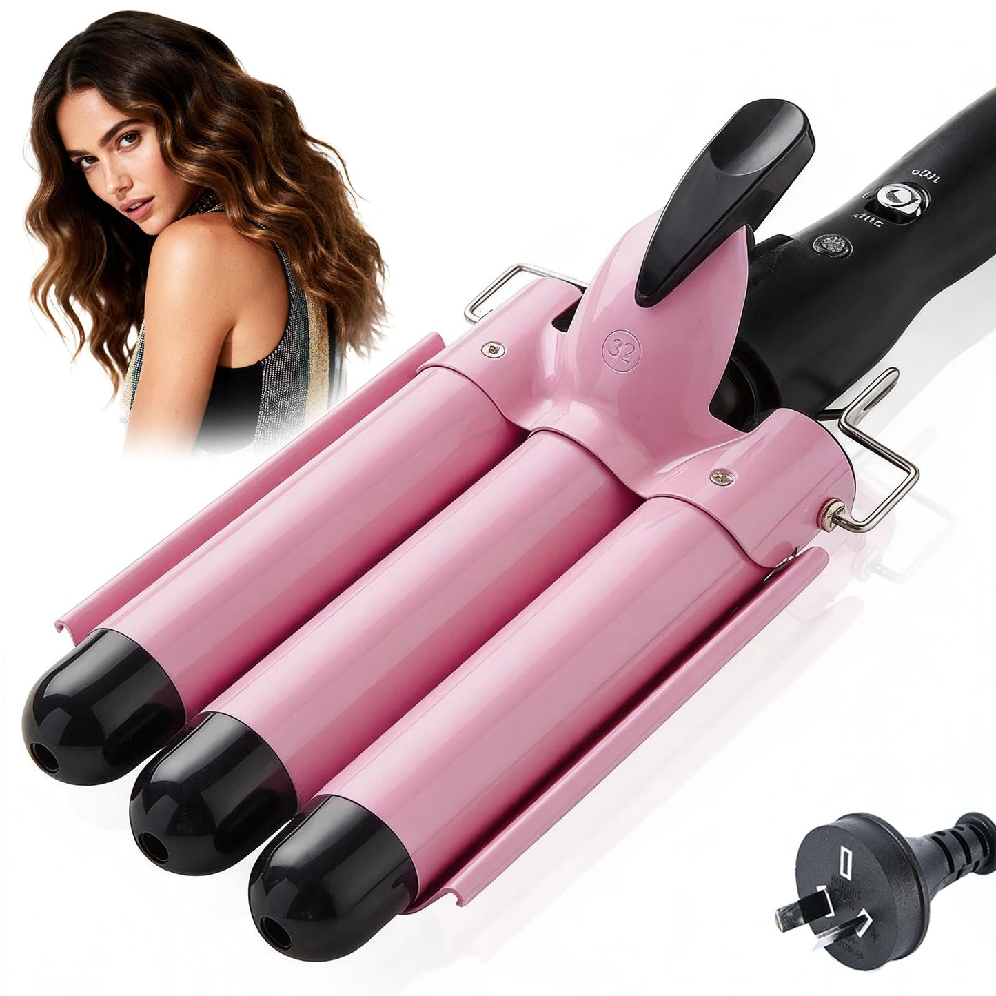 Vibraroo 32mm Ceramic Curling Tongs Heat Protection Women's Beach Waves NEW