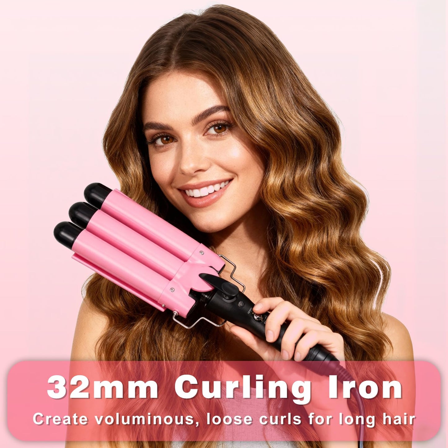 Vibraroo 32mm Ceramic Curling Tongs Heat Protection Women's Beach Waves NEW