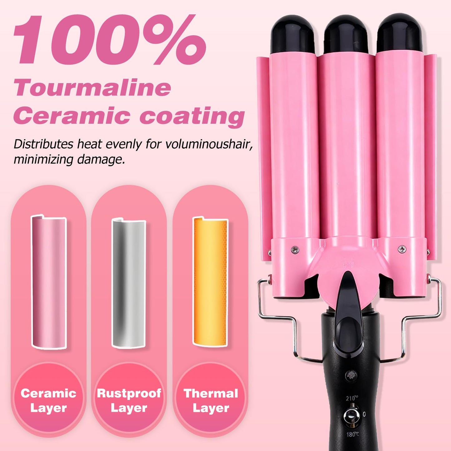 Vibraroo 32mm Ceramic Curling Tongs Heat Protection Women's Beach Waves NEW
