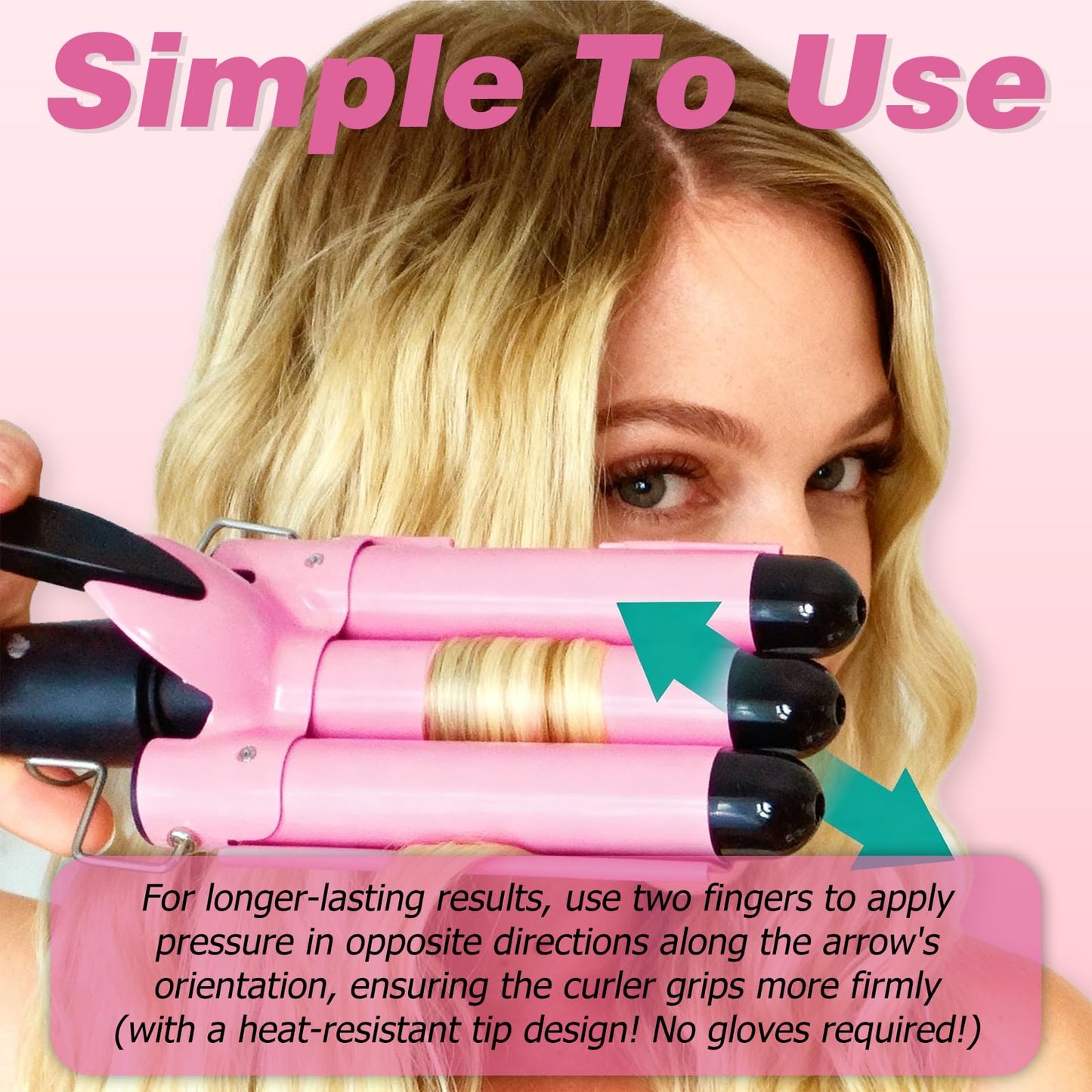 Vibraroo 32mm Ceramic Curling Tongs Heat Protection Women's Beach Waves NEW