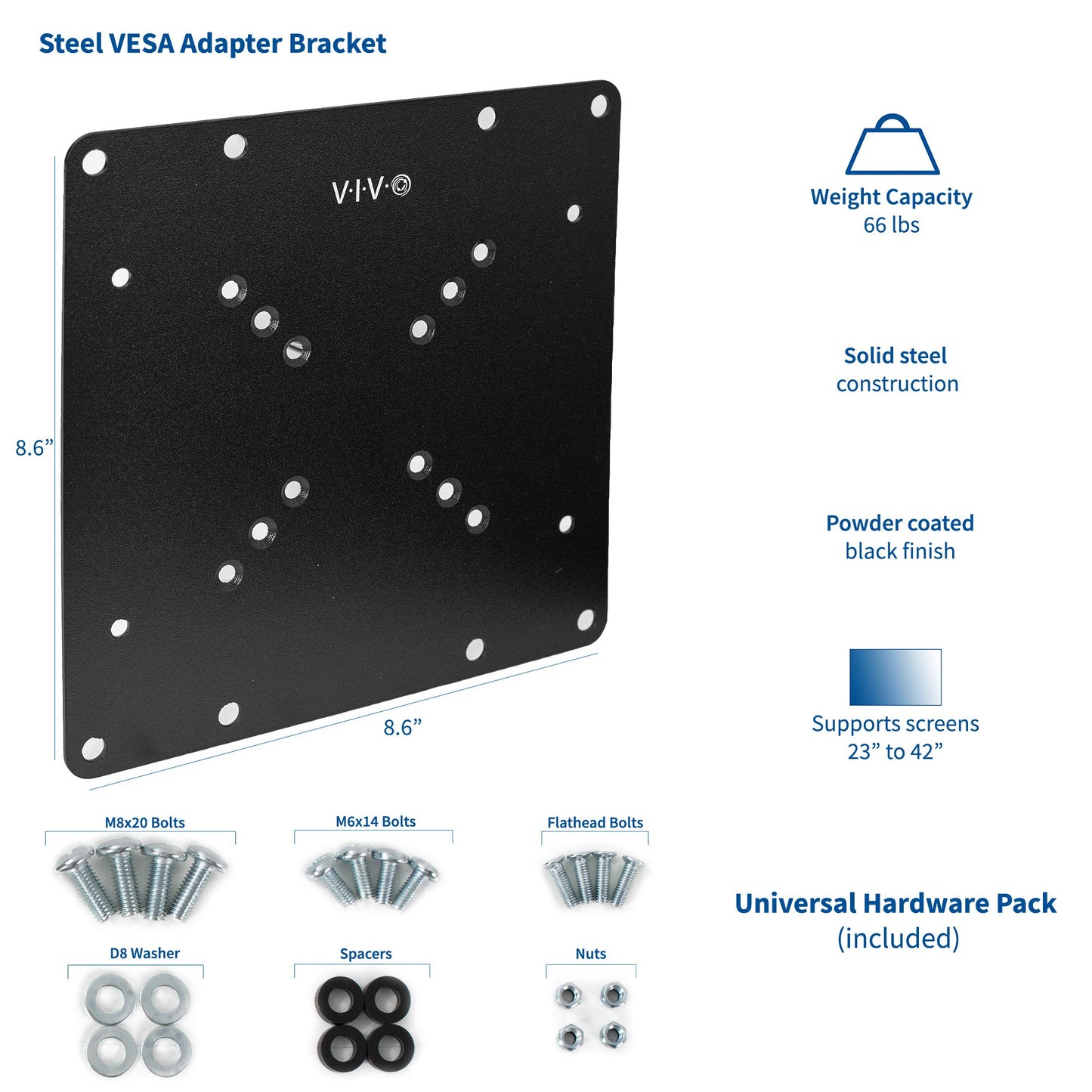 VIVO Steel VESA TV and Monitor Mount Adapter Plate Bracket for 23-42 Inch NEW