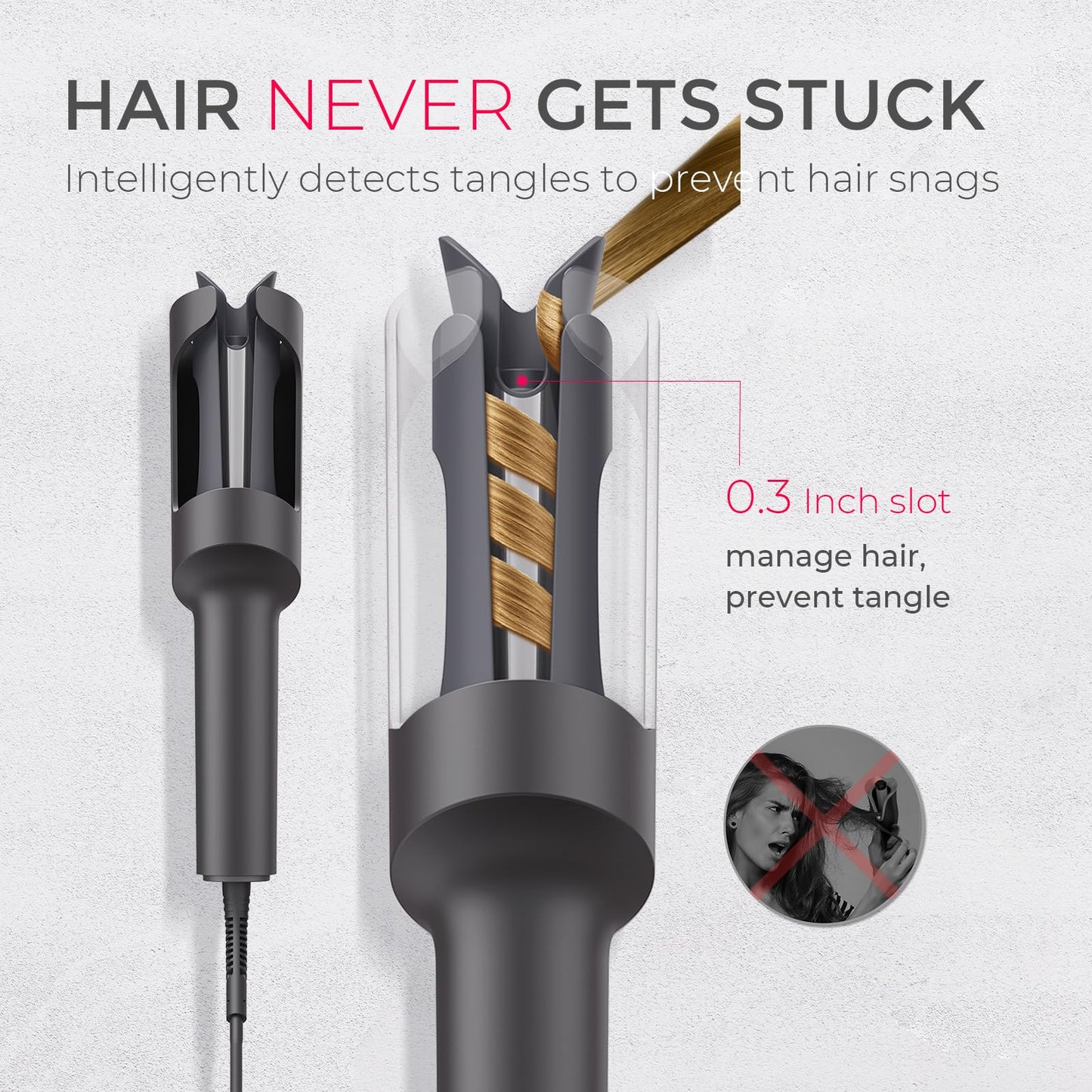 TYMO Curlpro 25mm Ceramic Automatic Curling Iron for Beach Waves, Black DEMO