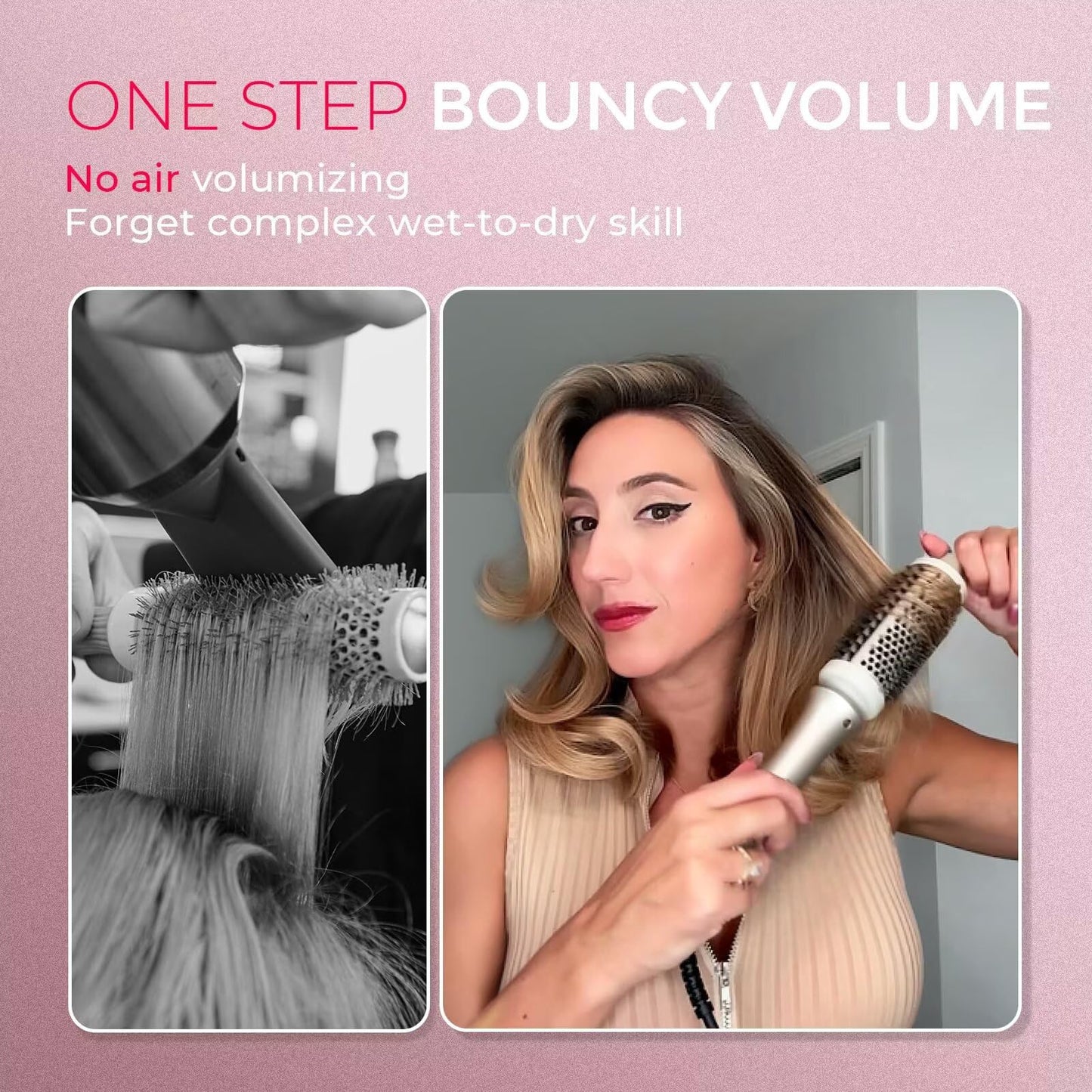 TYMO 1.7 Inch Thermal Brush Curling Styler Volumizer - Gold Hot Air  DEMO