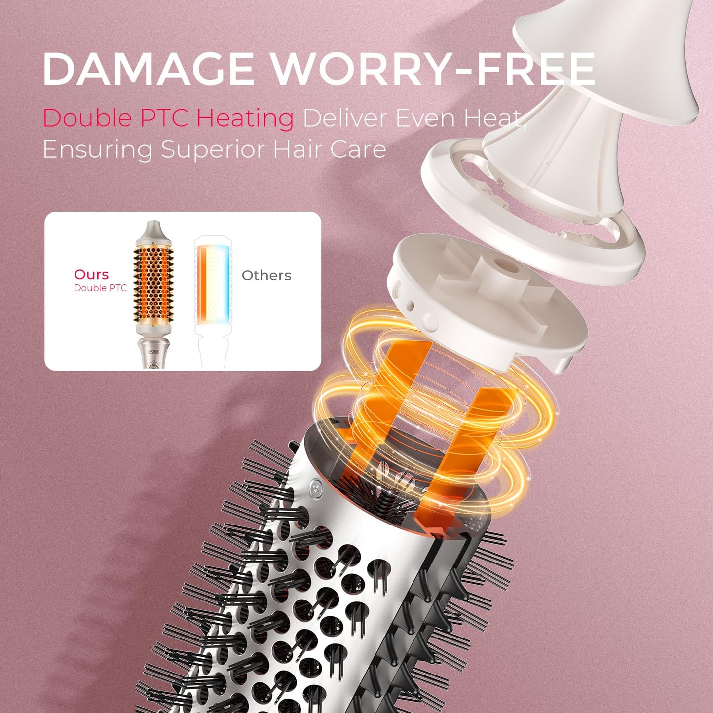 TYMO 1.7 Inch Thermal Brush Curling Styler Volumizer - Gold Hot Air  DEMO