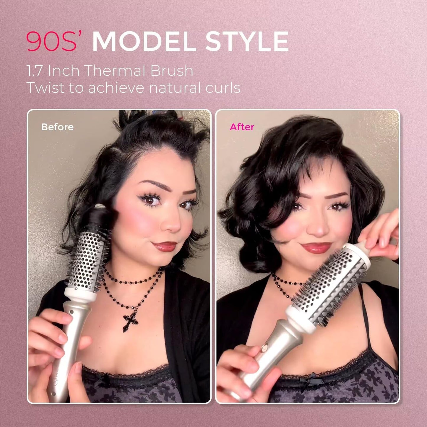 TYMO 1.7 Inch Thermal Brush Curling Styler Volumizer - Gold Hot Air  DEMO