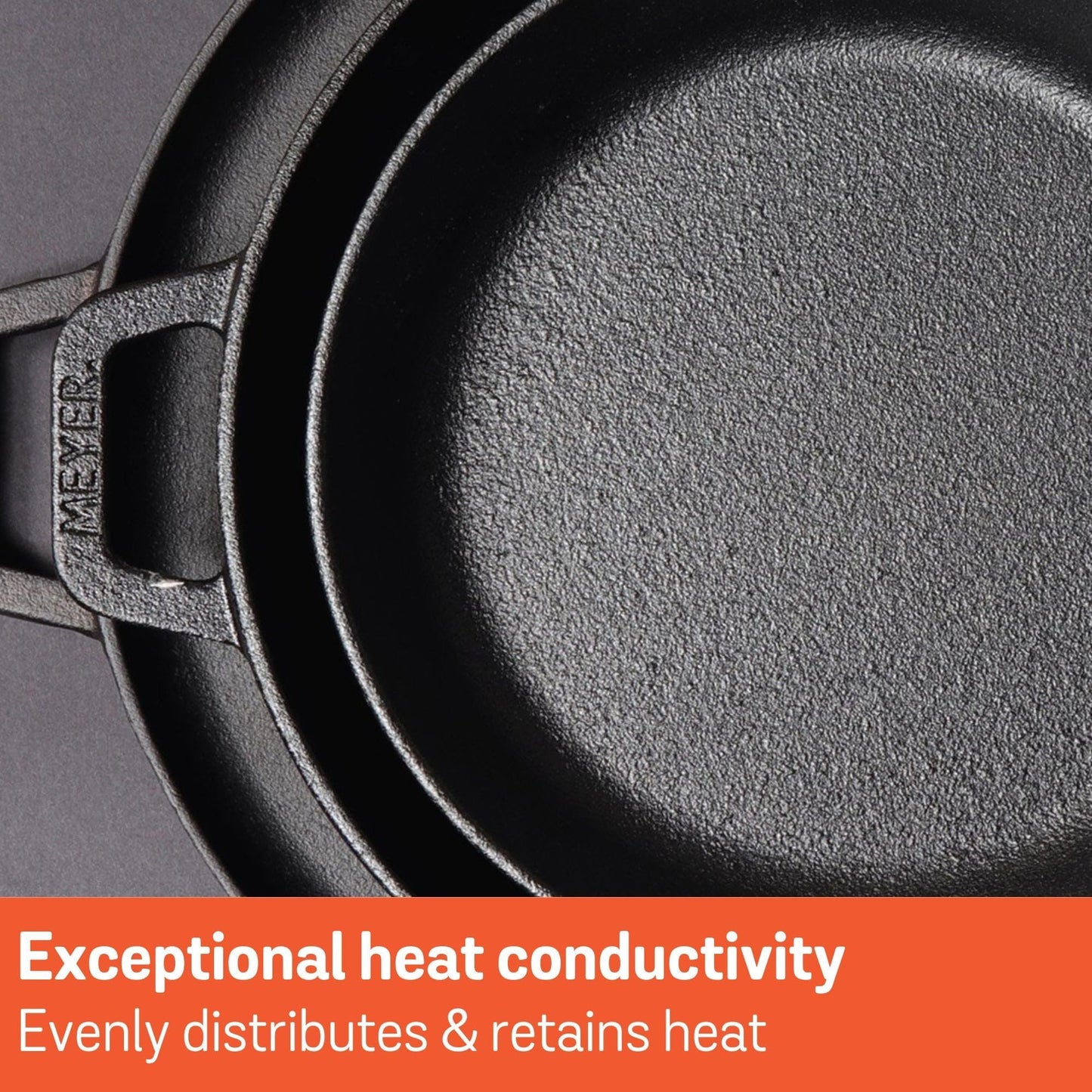 Meyer Pre-Seasoned Cast Iron Frying Pan, 26cm Skillet for Induction Cooking NEW