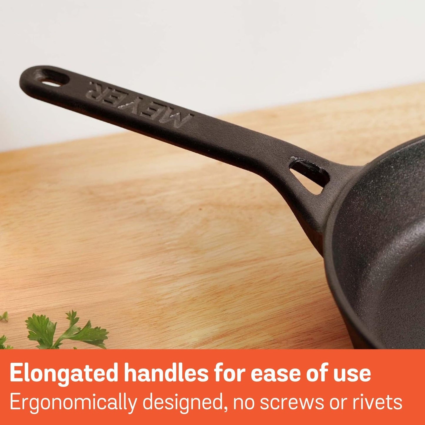 Meyer Pre-Seasoned Cast Iron Frying Pan, 26cm Skillet for Induction Cooking NEW