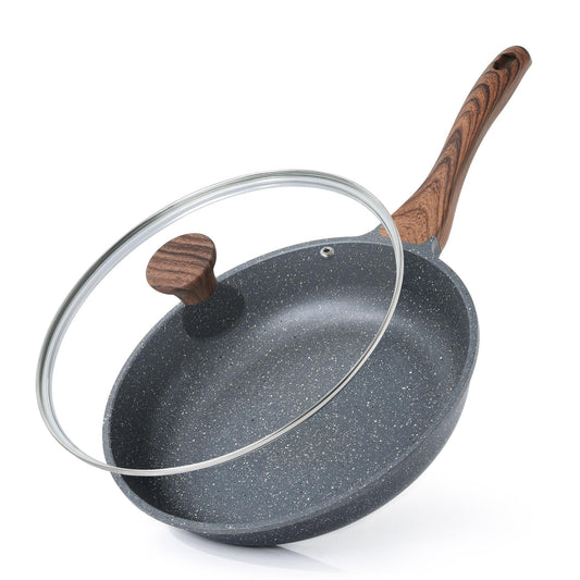SENSARTE Nonstick Granite Frying Pan Skillet with Lid, Durable Cookware Set DEMO